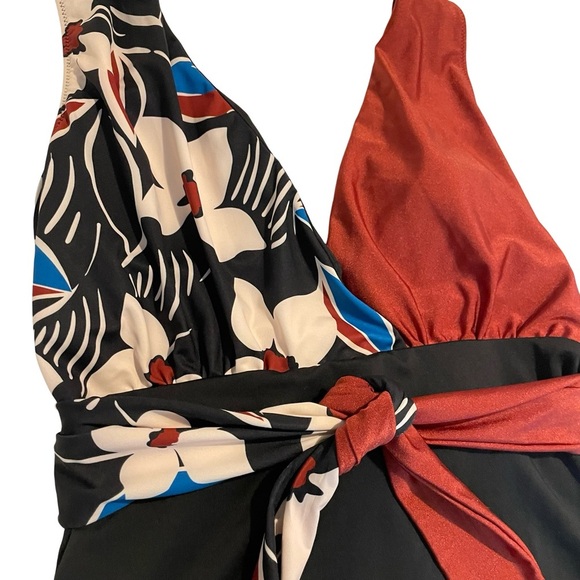 Sanctuary Tie-Front Plunge One-Piece Swimsuit - Picture 2 of 7